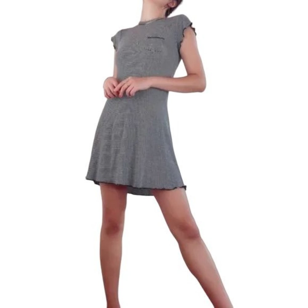 Express Womens Striped Knitted Sheath Dress Flutter Sleeve Black White Size XXS